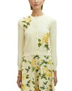 【送料無料】 オスカー デ ラ レンタ レディース カーディガン アウター Wool Rose Embroidered Cardigan Soft Yellow