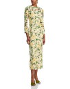 【送料無料】 オスカー デ ラ レンタ レディース ワンピース トップス Long Sleeve Printed Garden Rose Guipure Dre...