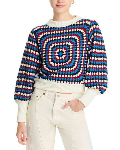 【送料無料】 ファーム レディース ニット・セーター アウター Crocheted Balloon Sleeve Sweater Multi 【送料無料】 ファーム レディース ニット・セーター アウター Crocheted Balloon Sleeve Sweater Multi