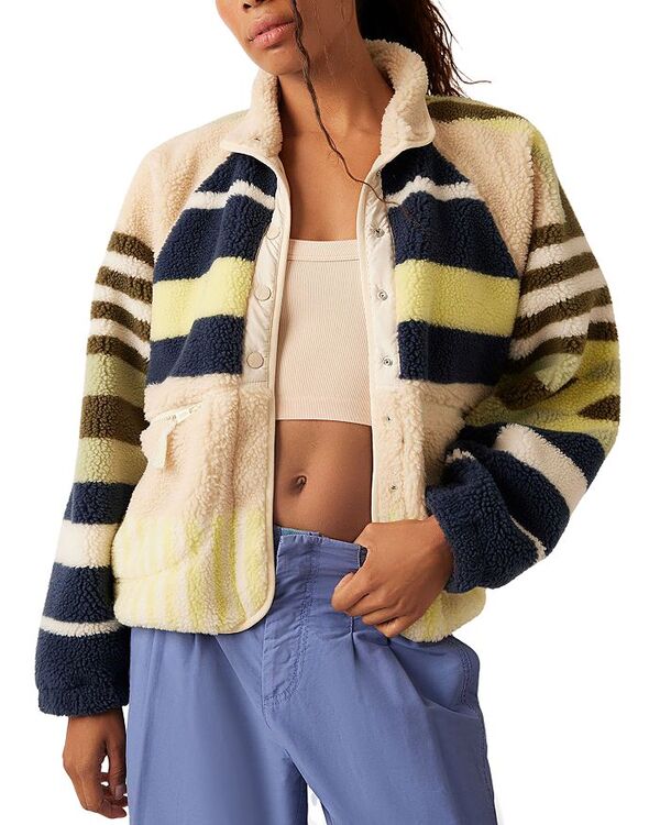 【送料無料】 フリーピープル レディース ジャケット・ブルゾン アウター Free People Rocky Ridge Fleece Jacket Fieldling Stripe Combo
