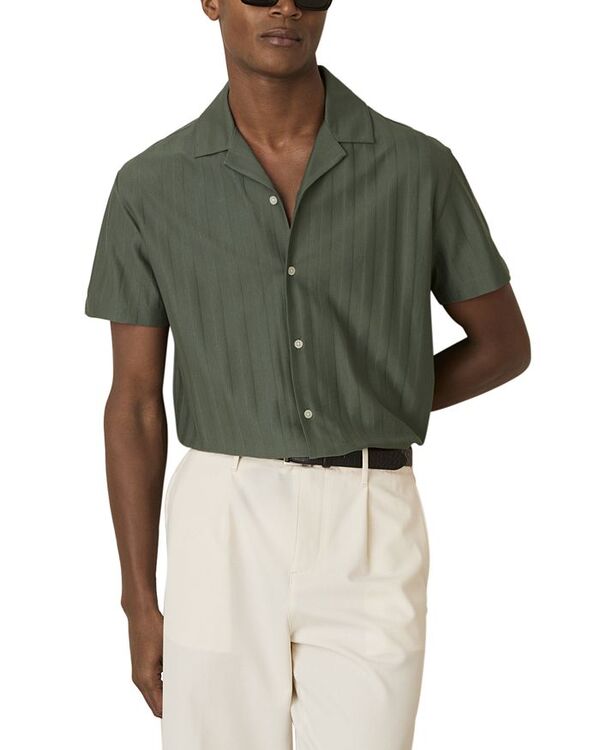 【送料無料】 レイス メンズ シャツ トップス Sampson Textured Cuban Shirt Sage