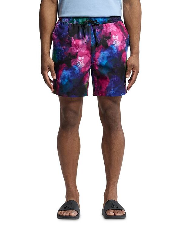【送料無料】 サイコバニー メンズ ハーフパンツ・ショーツ 水着 Dokos Printed 5.75" Swim Trunks Black