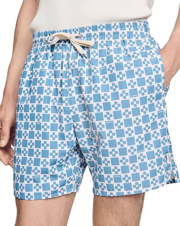 【送料無料】 サンドロ メンズ ハーフパンツ・ショーツ 水着 Men's Square Print Drawstring 5" Swim Shorts Blue Sky