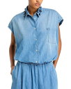 【送料無料】 ファビアナ フィリッピ レディース シャツ トップス Embellished Collar Denim Shirt Bright Blue