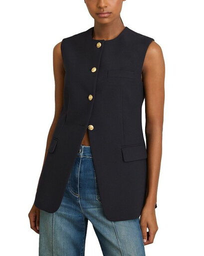 【送料無料】 レイス レディース コート アウター Athena High Neck Long Line Waistcoat Navy 【送料無料】 レイス レディース コート アウター Athena High Neck Long Line Waistcoat Navy