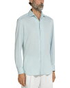 【送料無料】 ゼニア メンズ シャツ トップス Silk & Linen Blend Long Sleeve Shirt Light Blue Melange