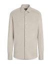 【送料無料】 ゼニア メンズ シャツ トップス Silk & Linen Blend Long Sleeve Shirt Light Taupe Melange