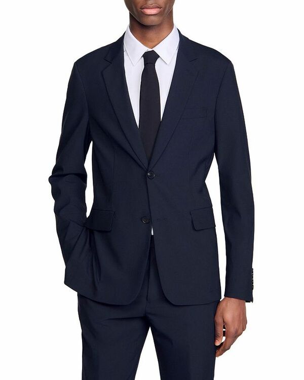 サンドロ メンズ アウター ジャケット・ブルゾン ウール ジャケット Sandro Unstructured Wool Suit Jacket Navy Blue ネイビー