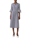 【送料無料】 キャロライナヘレラ レディース シャツ トップス Tiered Ruffle Sleeve Cotton Shirt Dress White/Bl...