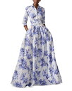 【送料無料】 キャロライナヘレラ レディース スカート ボトムス Floral Print Ball Skirt Ivory/Blue