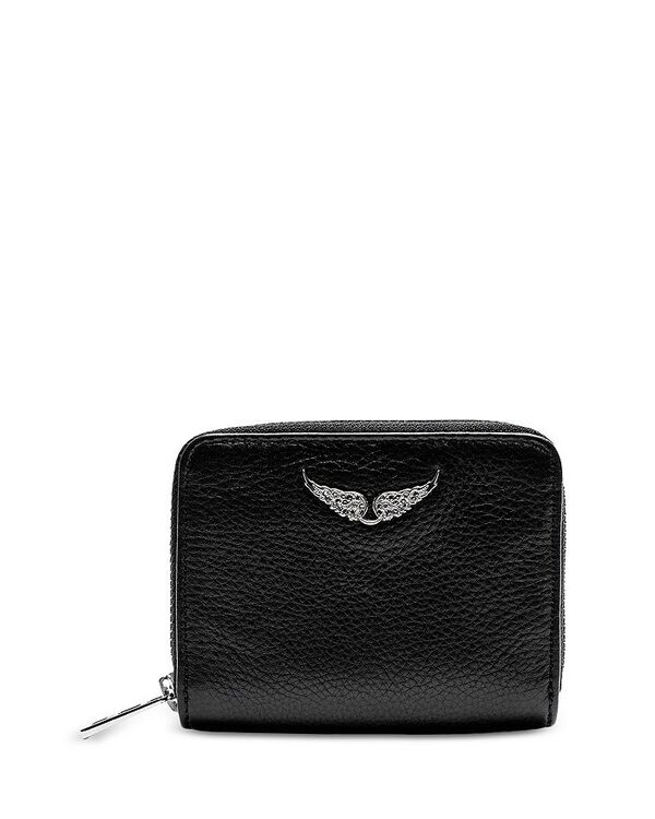 【送料無料】 ザディグ エ ヴォルテール レディース 財布 アクセサリー Mini Grained Leather Zip Wallet Noir