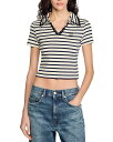 【送料無料】 サンドロ レディース ポロシャツ トップス Striped Polo Shirt Ecru Navy