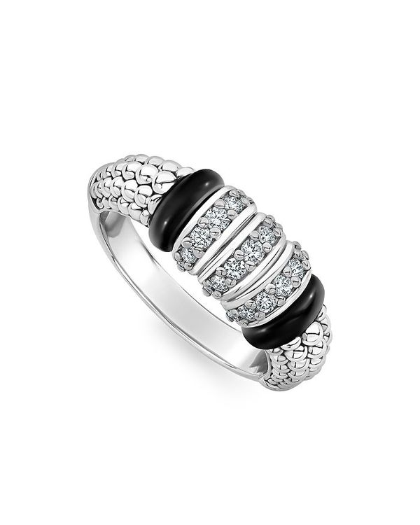 ラゴス レディース 指輪 アクセサリー Sterling Silver Black Caviar Diamond & Black Ceramic Statement Ring Silver