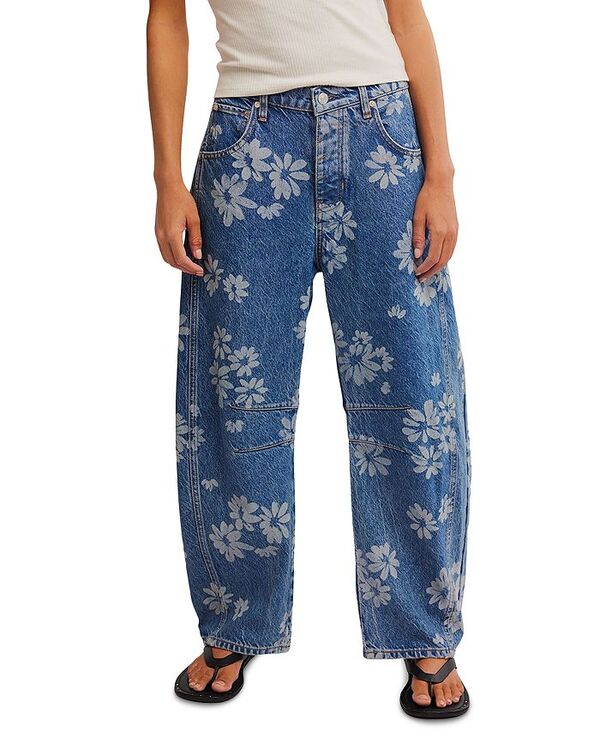 ̵ ե꡼ԡץ ǥ ǥ˥ѥ ܥȥॹ Good Luck Printed Barrel Leg Jeans La...