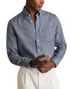 【送料無料】 レイス メンズ シャツ トップス Queens Long Sleeve Button Down Linen Shirt Airforce Blue(4)