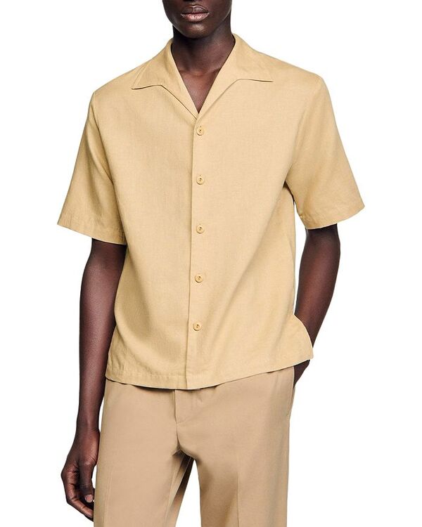 サンドロ メンズ トップス シャツ コットン リネン Sandro Cotton & Linen Shirt Nut