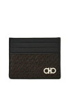 【送料無料】 フェラガモ メンズ 財布 アクセサリー Gancio Woven Leather Card Case Brown