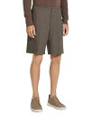 【送料無料】 ゼニア メンズ ハーフパンツ・ショーツ ボトムス Elasticized Waist Regular Fit Linen Shorts Dark ...