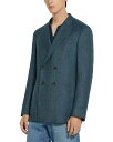【送料無料】 ゼニア メンズ ジャケット・ブルゾン アウター Double Breasted Peak Lapel Jacket Teal Blue