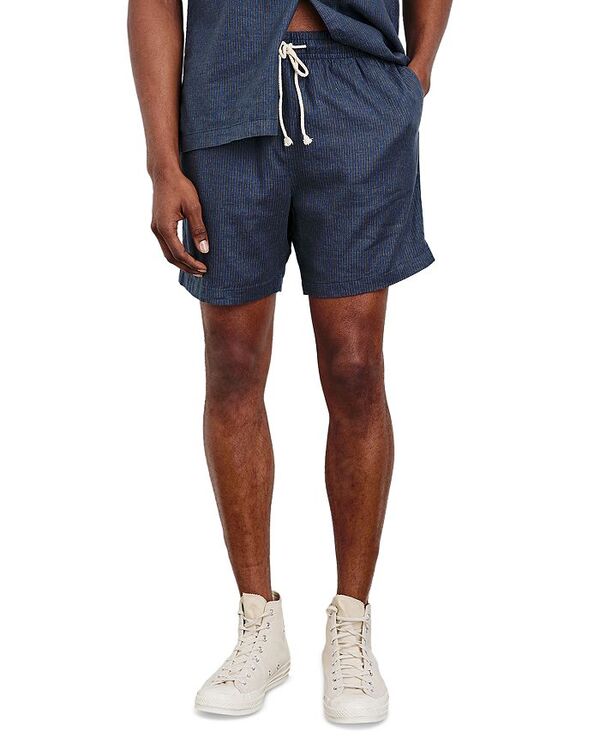 【送料無料】 レイルズ メンズ ハーフパンツ・ショーツ 水着 Aries 6" Linen Swim Trunks Navy Cedar Vertical