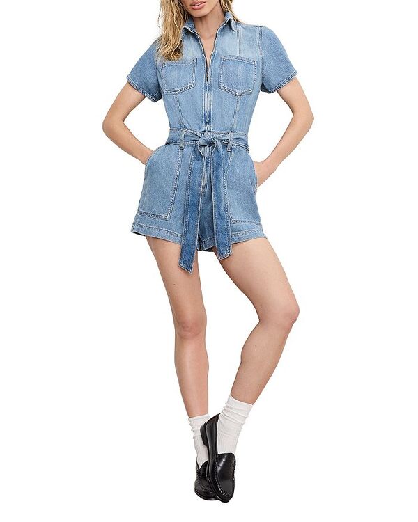 【送料無料】 グッドアメリカン レディース ジャンプスーツ トップス Fit For Success Lite Denim Romper Indigo786