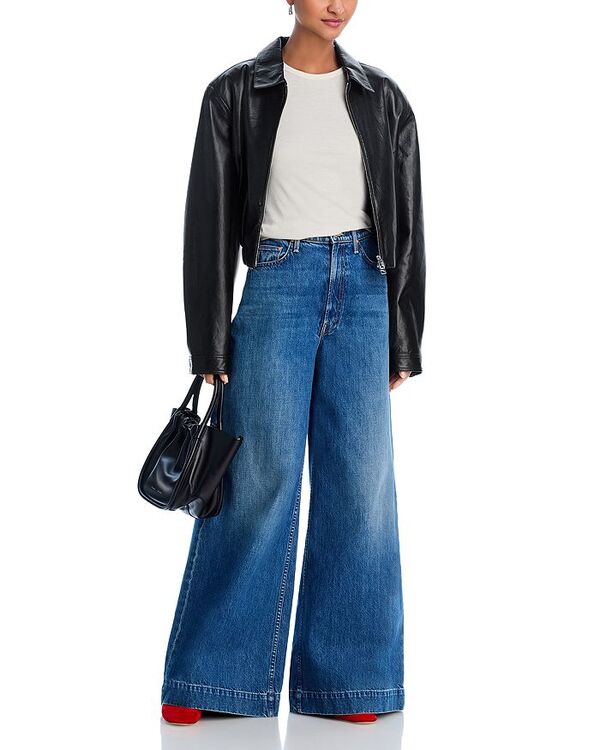 【送料無料】 マザー レディース デニムパンツ ボトムス The Headiner Sneak High Rise Wide Leg Jeans in Green Thumb Green Thumb