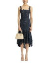 【送料無料】 オスカー デ ラ レンタ レディース ワンピース トップス Guipure Asymmetrical Day Dress Denim Blue