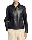 【送料無料】 サンドロ メンズ ジャケット・ブルゾン アウター Distressed Leather Jacket Moka