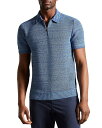 【送料無料】 テッドベーカー メンズ ポロシャツ トップス Blossam Textured Quarter Zip Polo Shirt Blue