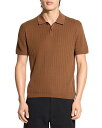 【送料無料】 セオリー メンズ ポロシャツ トップス Short Sleeve Cable Polo in Breach Deep Tobacco