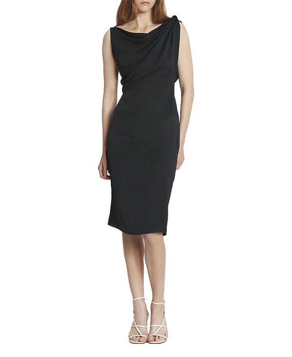 【送料無料】 ランバン レディース ワンピース トップス Arpege Ring Draped Silk Dress Black
