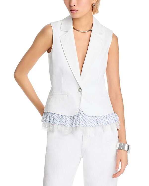 【送料無料】 サンク セプト レディース ベスト アウター Striped Le Petit Denim Roxie Vest White/Blue