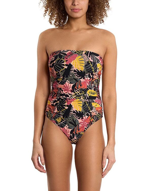 ハンキーパンキー レディース 水着 上下セット ギャザー Hanky Panky Bandeau Ruched One Piece Swimsuit Palm ...