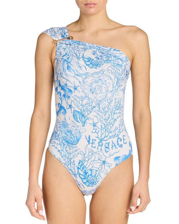 ヴェルサーチ レディース 水着 上下セット Versace Barocco Safety Pin One Piece Swimsuit Eggshell+b