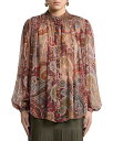 【送料無料】 エトロ レディース シャツ トップス Silk Printed Blouson Sleeve Blouse Burgundy