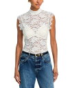 【送料無料】 アクア レディース タンクトップ トップス Mock Neck Lace Tank Top - Exclusive White