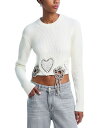 【送料無料】 エリア レディース ニット・セーター アウター Crystal Crocheted Flower Cropped Sweater Off Whit...