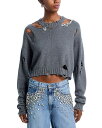 【送料無料】 エリア レディース ニット・セーター アウター Distressed Crystal Embellished Sweater Heathered ...