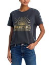 【送料無料】 マザー レディース Tシャツ トップス The Rowdy Embellished Tee Sunset Gold