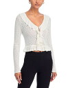 【送料無料】 ラブスハックファンシー レディース カーディガン アウター Nilah Ruffled Peplum Cropped Cardigan White