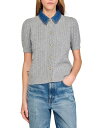 【送料無料】 サンドロ レディース カーディガン アウター Cardigan with Denim Collar Grey