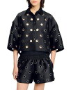 【送料無料】 サンドロ レディース シャツ トップス Rhinestone Cutout Shirt Black