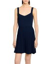 【送料無料】 サンドロ レディース ワンピース トップス Sleeveless Pleated Knit Mini Dress Navy Blue