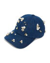【送料無料】 レレ サドイ レディース 帽子 アクセサリー Scattered Faux Pearl Denim Baseball Cap French Den...