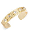 【送料無料】 アクア レディース ブレスレット・バングル・アンクレット アクセサリー Cubic Zirconia Ribbed Cuff Bracelet in 14K Gold Plated - Exclusive Gold