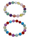 【送料無料】 アクア レディース ブレスレット・バングル・アンクレット アクセサリー Multicolor Color Genuine Stone Beads Stretch Bracelets Set of 2 - Exclusive Gold/Multi 1