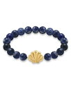 【送料無料】 アクア レディース ブレスレット・バングル・アンクレット アクセサリー Clam Shell Charm Gemstone Beaded Stretch Bracelet in 18K Gold Plated Sterling Silver - Exclusive Pink/Gold