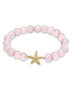 【送料無料】 アクア レディース ブレスレット・バングル・アンクレット アクセサリー Starfish Charm Gemstone Beaded Stretch Bracelet in 18K Gold Plated Sterling Silver - Exclusive Pink/Gold
