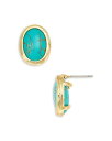 【送料無料】 アクア レディース ピアス・イヤリング アクセサリー Oval Stone Stud Earrings in Gold Tone - Exclusive Turquoise