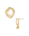 【送料無料】 アクア レディース ピアス・イヤリング アクセサリー Imitation Pearl Wavy Open Circle Statement Earrings - Exclusive Gold